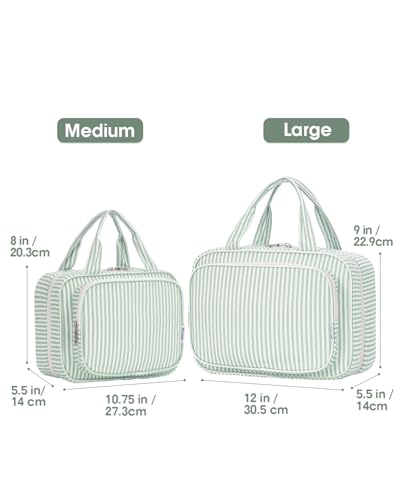 Striped Travel Toiletry Bag for Women Large Hanging Makeup Bag Organizer Toiletries Bag for Full Size Essentials Accessories Cosmetics