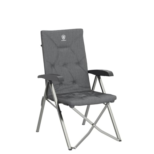 Padded Camping Chair 4 Positon Adjustable Recliner Grey