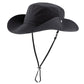 Mens Womens Wide Brim Safari Bucket Hat UV Sun Protection Fishing Hiking Hats Outdoor Summer Cowboy Hat Black
