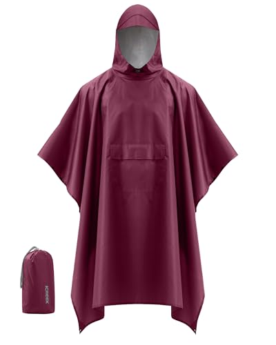 Hooded Rain Poncho Packable Waterproof Unisex Raincoat with Pocket