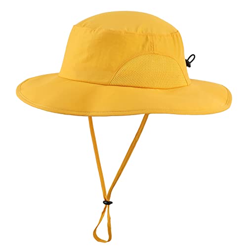UPF50+Mens Womens Sun Hat Wide Brim Fishing Hat Packable Hiking Gardening UV Protection Hat for Womens Yellow