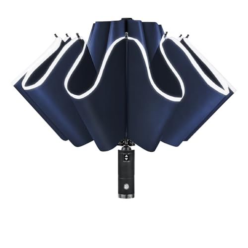 Windproof Automatic Folding Inverted Umbrella with LED