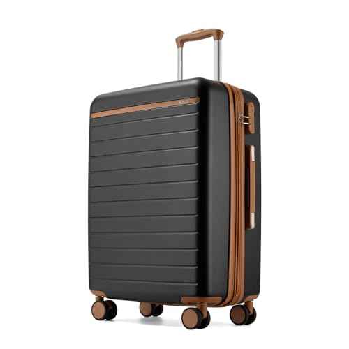 Checked Suitcase 24in Expandable ABS+PC Side Handle luggage Black