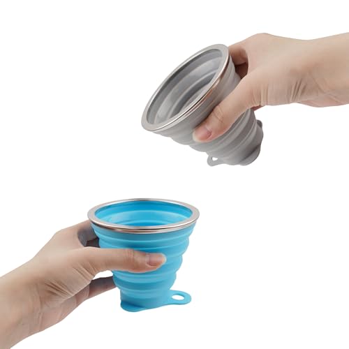 2 Pack Collapsible Silicone Travel Cups with Lids Portable Folding Camping Cups (2 Count)