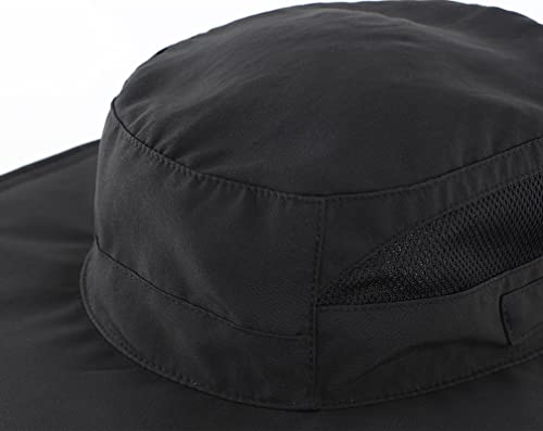 UPF 50+ Sun Protection Hat for Women Ladies Sun Hat Quick Dry Summer Beach Hats Foldable Outdoor Safari Hats Black