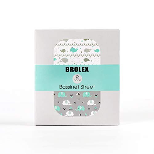 Stretch Fitted Bassinet Sheet Set BROLEX 2 Pack Cradle Sheets for Bassinet Pad (2 Count)