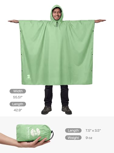 Hooded Rain Poncho Waterproof Raincoat Jacket for Men Women Adults