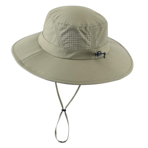 UPF 50+ Wide Brim Mens Sun Hat Womens Beach Bucket Hat Summer Outdoor Fishing Hat UV Sun Protection Cap for Gardening Hiking Golf Light Green