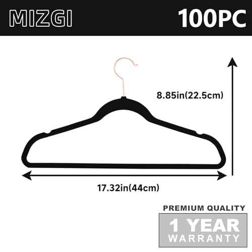 Black Velvet Hangers 100 Pack Non Slip Heavy Duty Rose Gold Hooks (100 Count)