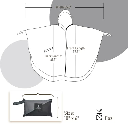 Adults Rain Poncho Waterproof Raincoat Women Gradient Hood with Pocket