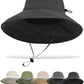 Sun Hats for Women UV Protection Wide Brim Hat with Ponytail Hole Grey