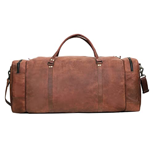 Leather Duffle Bag for Men Luggage Handmade Travel Bag Carry On Luggage Weekender Bags Overnight Gym Sports Cabin Holdall Bag For Airplanes Men And Women