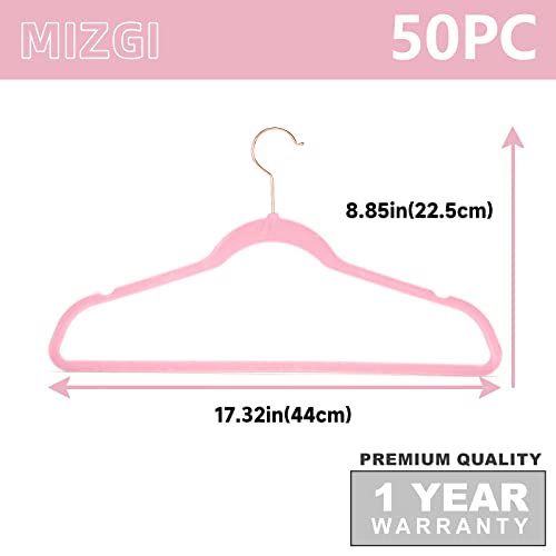 Velvet Hangers 50 Pack Non Slip Heavy Duty Light Pink Rose Gold Hooks (50 Count)