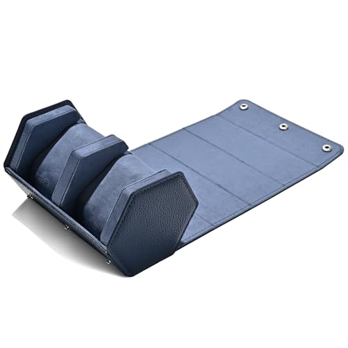 2 Slot Watch Box Blue Hexagonal