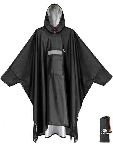 Hooded Rain Poncho for Adult Waterproof Lightweight Raincoat