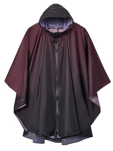 Adults Rain Poncho Waterproof Raincoat Women Gradient Hood with Pocket