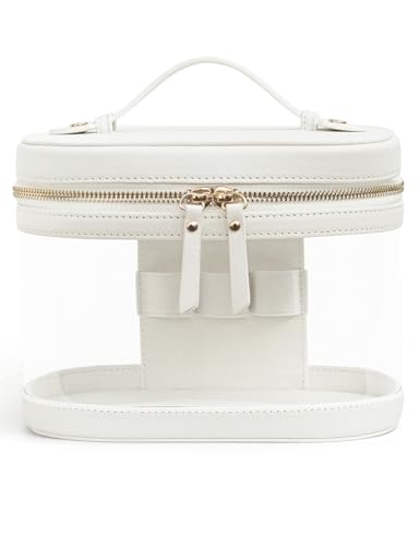 Clear Makeup Train Case Vanity Bag Make Up Travel Bag with Brush Holder