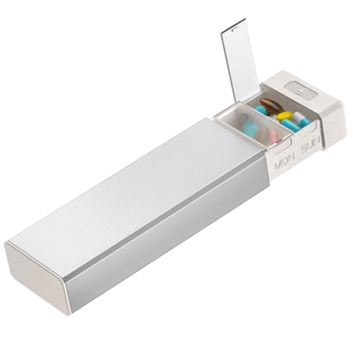 Metal Pill Organizer with 7 Separate Compartments for Pills Storage