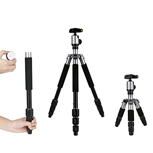Camera Tripod 55 Inch Aluminum Ball Head Quick Release Plate Professional Camera Tripod for Travel Tripod Max Load Up to 17.6lbs