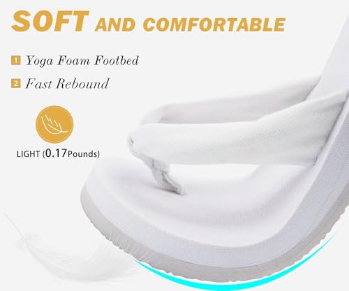 Flip Flops for Women Arch Support Summer Pool Sandals White Size 7.5
