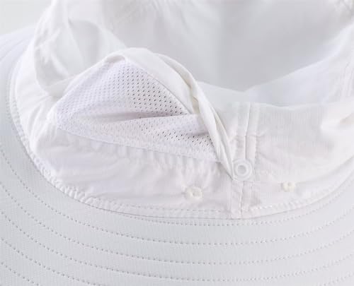 Sun Hat for Men Women Outdoor UPF 50+ Sun Protection Bucket Hat Adjustable Cowboy Hats Summer Safari Hat White