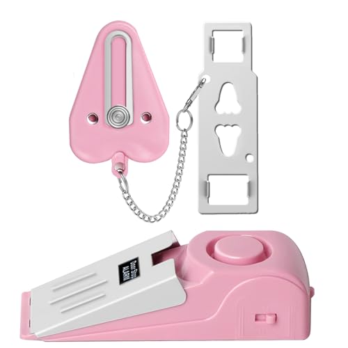 Portable Door Lock & Door Stop Alarm Set