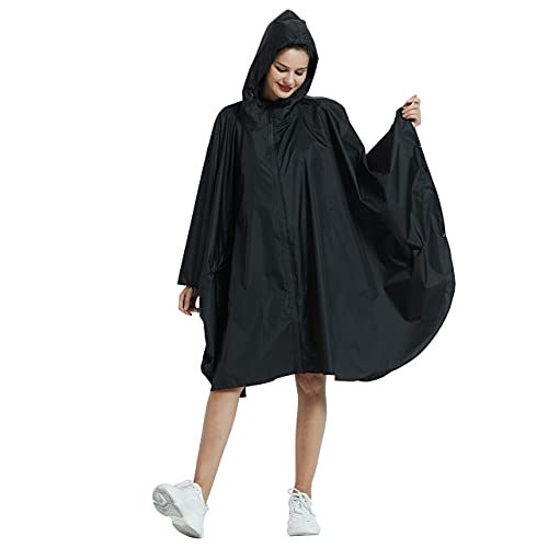 Rain Poncho Jacket Coat Hooded Zipper Style for Women