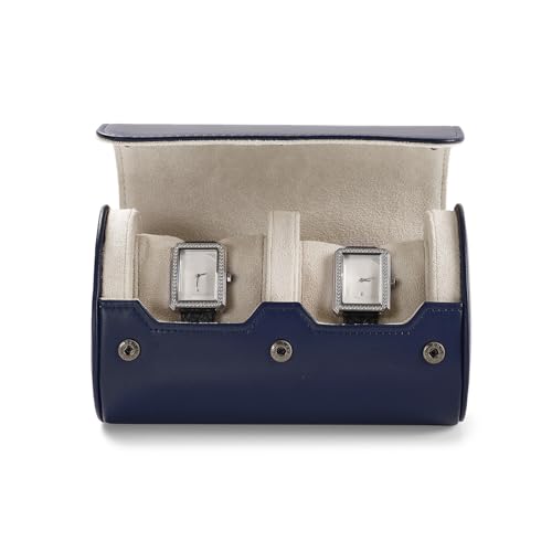 2 Slot Leather Watch Organizer Box Dark Blue