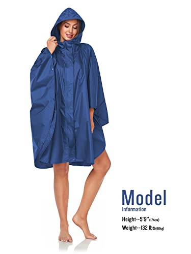 Unisex Rain Poncho Hooded Waterproof Raincoat for Adults Women