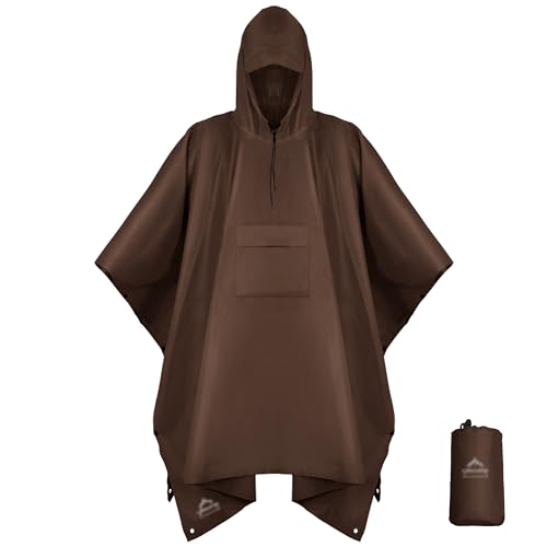 Hooded Rain Poncho Lightweight Waterproof Unisex Raincoat Jacket with Pocket for Men Women Adult