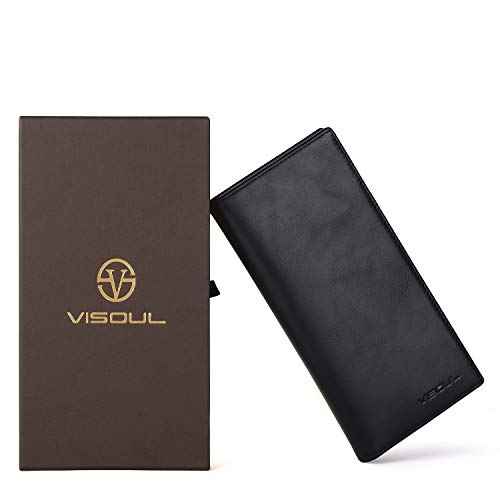 Leather Checkbook Cover Wallet for Men with RFID Blocking