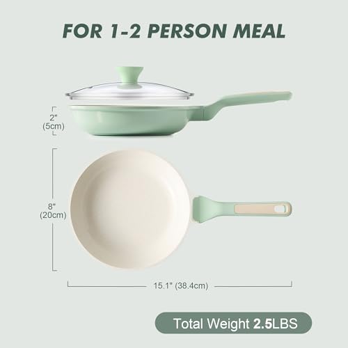 8Inch Nonstick Ceramic Frying Pan with Lid