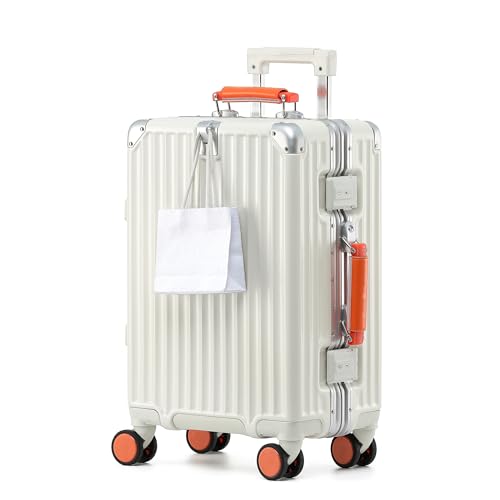 26 Inch Checked Luggage with Leather Handle