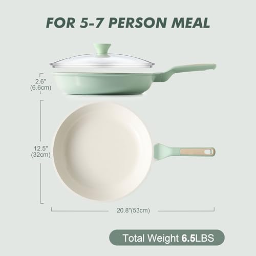 12.5In Nonstick Ceramic Frying Pan with Lid