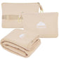Premium Soft Lightweight Travel Blanket Pillow Pocket Size Beige