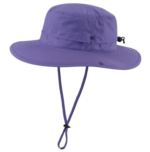 Outdoor Sun Hat for Women UPF 50+ Fishing Hiking Gardening Hat Breathable Mesh Cowboy Hat Summer Beach Hat Purple
