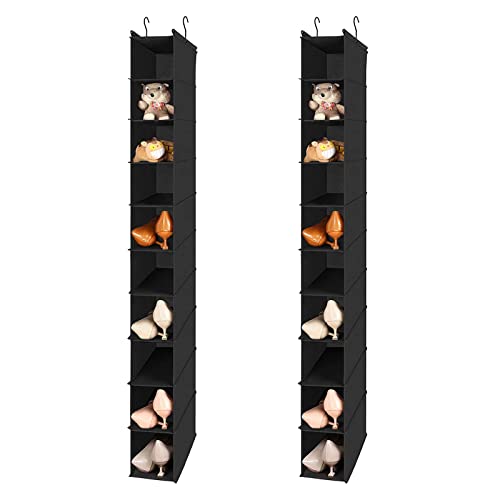 2 Pack 10 Tier Foldable Hanging Shoe Organizer Black