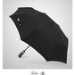 Folding Umbrella Real Wood Handle Auto Open Close Black