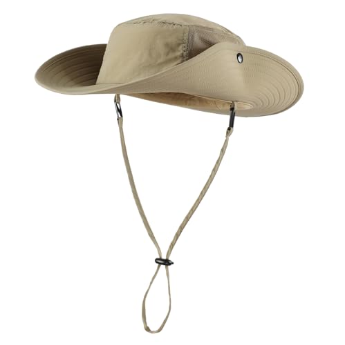 UPF50+ Mens Sun Hat Wide Brim Womens UV Protection Beach Bucket Hat Airy Fishing Hat Hiking Snap Up Cowboy Hat