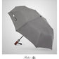Folding Umbrella Lux Hardwood Handle Auto Open Close Metallic Gray