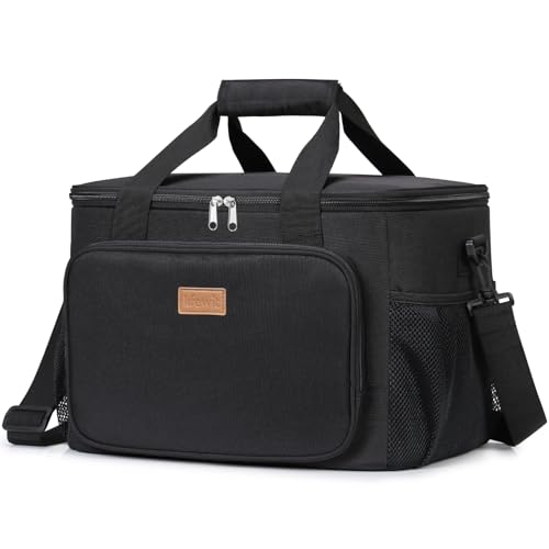 Medium Lunch Bag Insulated Lunch Box Soft Cooler Cooling Tote for Adult Men Women (Black / Mega (33L))