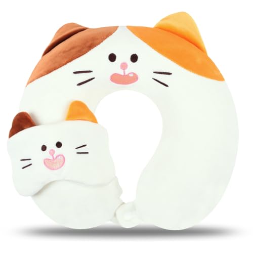 Kids Neck Pillow for Travel with Sleep Eye Mask