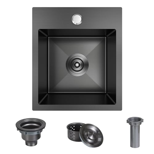 13x15x9 inch Drop in Bar Sink Gunmetal Black 18 Gauge T304 Stainless Steel
