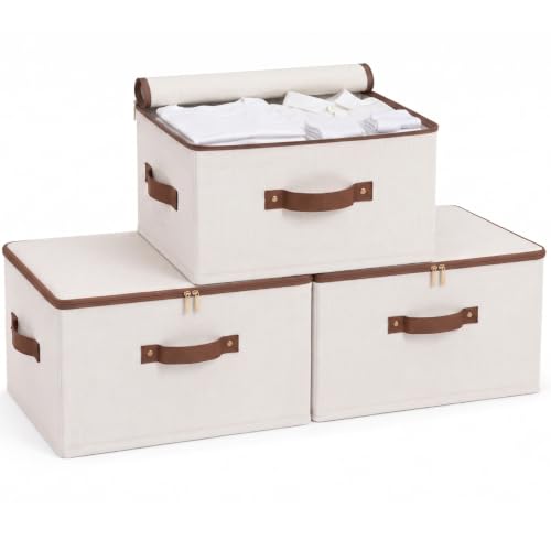 3 Pcs Rigid Storage Bins with Zipper Lid (3 Count)