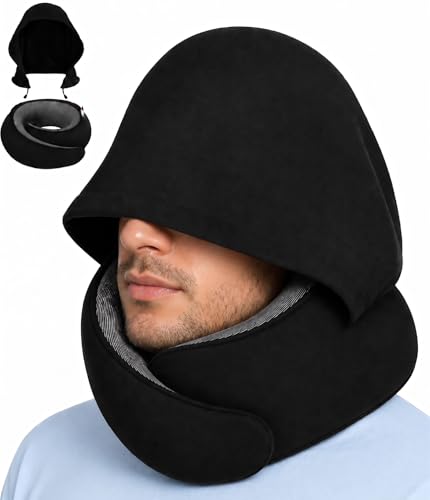 Travel Pillow Neck Pillow with Hood for Airplane Sleeping
