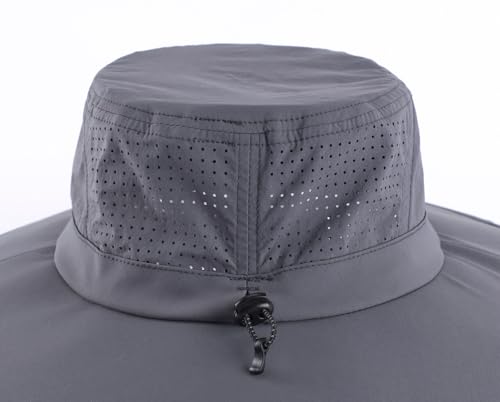 Foldable UPF 50+ Sun Hat for Men Women Wide Brim Beach Bucket Hat Summer Outdoor Fishing Hat UV Sun Protection Cap for Hiking Gardening Golf Dark Grey