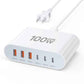 100W USB C Fast Charger Block Compact GaN 6 Port PD USB C and QC USB A Wall Charger Type C Charging Station Hub Adapter Plug Cube Brick for iPhone 17 16 15 14 Pro Max iPad Pro Air Samsung Pixel LG