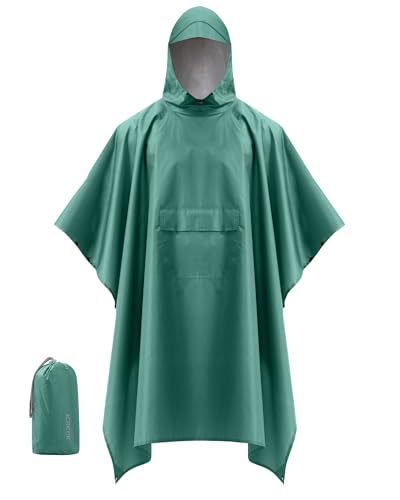 Hooded Rain Poncho Packable Waterproof Unisex Raincoat with Pocket
