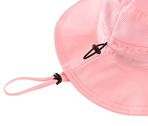 UPF 50+ Wide Brim Bucket Hat for Women Outdoor Quick Dry Safari Sun Hat Breathable UV Protection Fishing Hats Pink