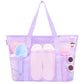 Mesh Beach Bag with Zipper and 8 Pockets